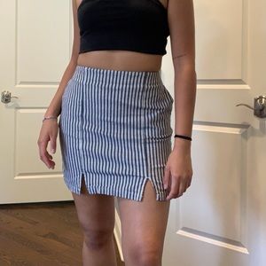 striped high-rise mini skirt